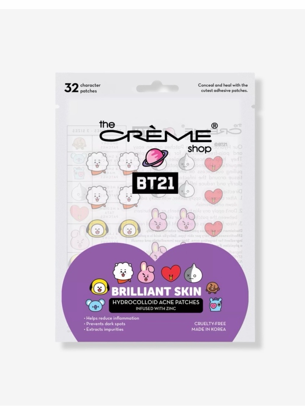 The Crème Shop x BT21 Brilliant Skin Hydrocolloid Acne Patches 32 patches